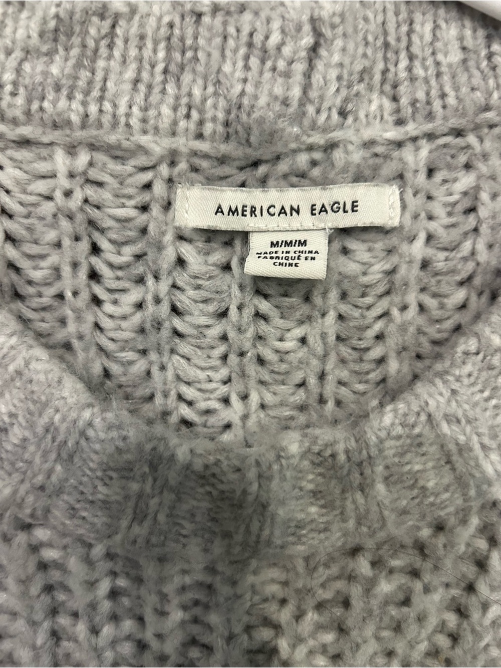 American Eagle Outfitters Light Gray Chunky Crewneck Sweater - Picture 2 of 3
